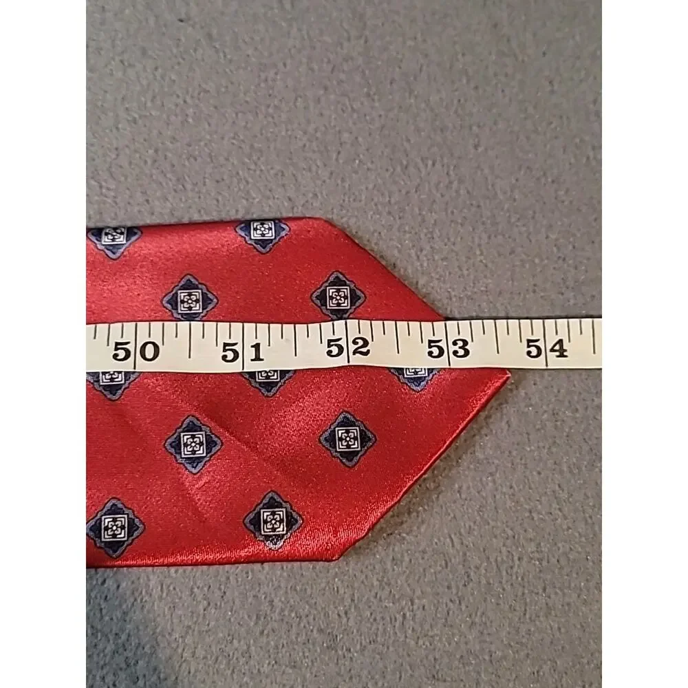 VTG Ketch Red Geometric Tie 90s Preppy Officecore Old Money